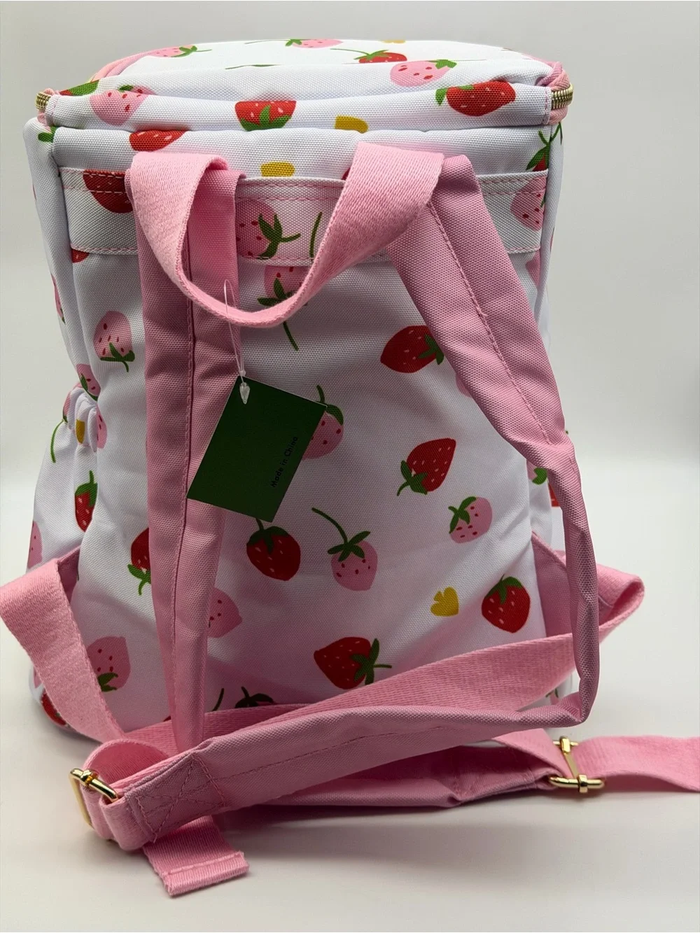 NWT Kate Spade White Strawberry Print Backpack with Pink & Red Accents
